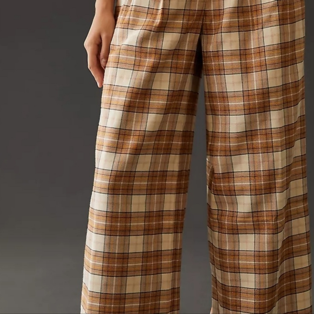NWT Hutch plaid wide-leg trousers Anthropologie - Picture 2 of 8